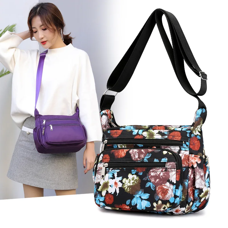 

New Style Shoulder Bag WOMEN'S Bag Nylon Printed Waterproof Bag Fashion Flower Casual Versatile Shoulder Bag