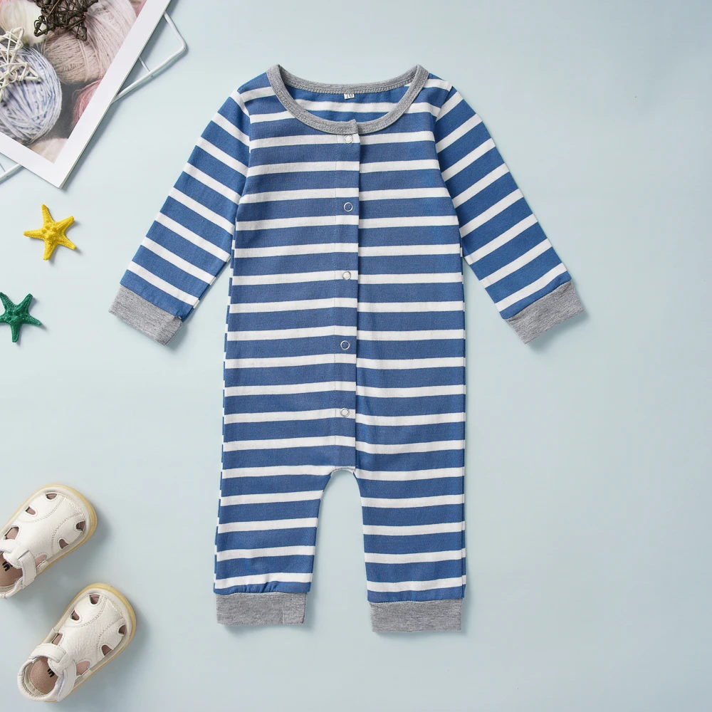 Newborn Baby Boys Girls Clothes Long Sleeve Striped Romper Girl O-neck Jumpsuit Cotton Autumn Playsuit Kids Outfits