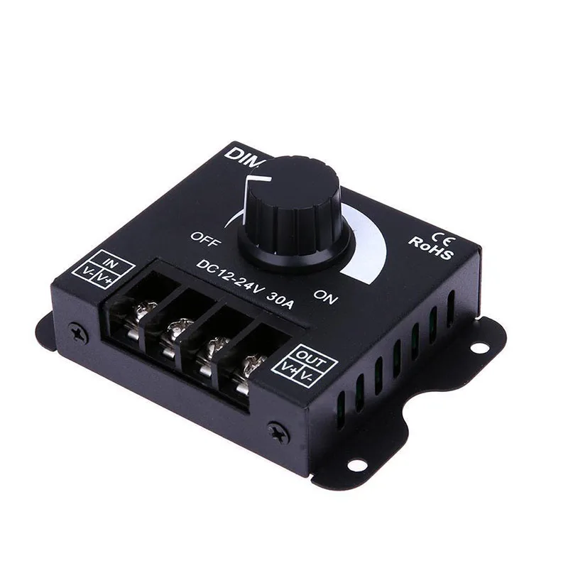 Использовать светодиодный диммер постоянного тока 12 24V 30A Регулируемая яркая лампа полосы драйвер питания P