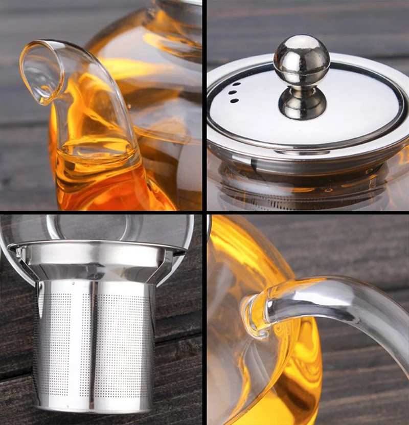 600/800ml Heat Resistant Glass Teapot Coffee Tea Set Stainless Steel Strainer glass teapot,glass tea pot,tea pot