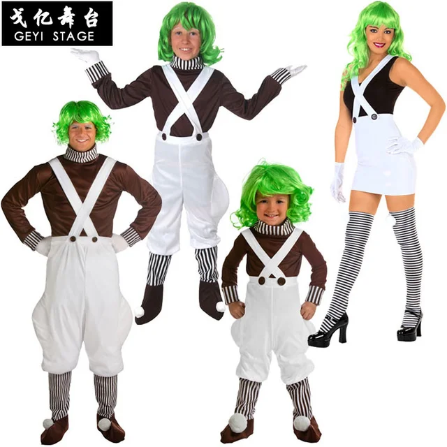 Disfraz de Charlie y The Chocolate Factory para adultos, talla grande,  disfraz de Oompa Loompa