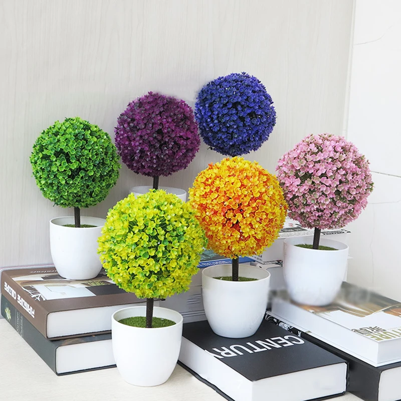 Flone Artificial Plants Fake Potted Plastic Plant Wedding Living Room Home Decoation Pot Home Life Artwork Desktop Decoration (2)