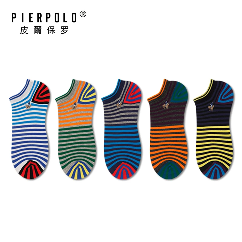 Новинка на лето и весну осень Pier Polo модный бренд Для мужчин носки в повседневном стиле красочный чистого шелка Хлопковые тапочки носки для малышей(5 пар/лот - Цвет: G3