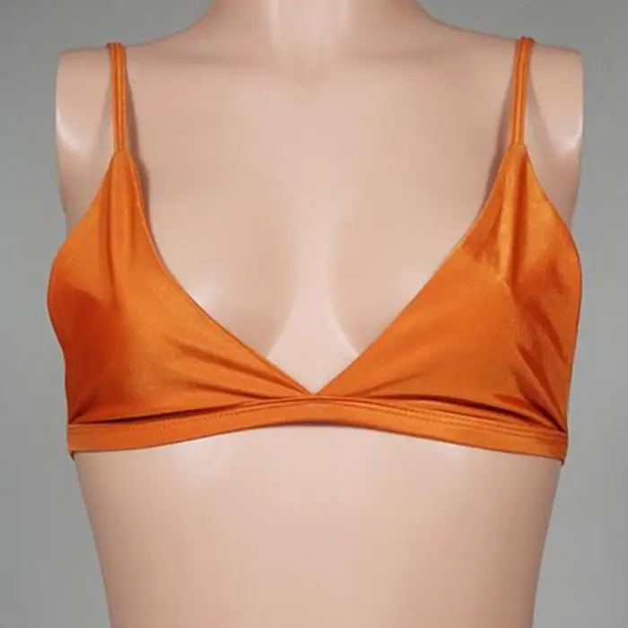 Women Swimwear Bikini Tops Swimsuit Push-up Bra Solid Beachwear Casual, Pool, Wire Free Summer Slim Padded None