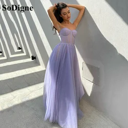 SoDigne Purple Evening Dress Party Gowns Robe De Soiree Prom Dresses Sleeveless Floor Length Evening Gowns