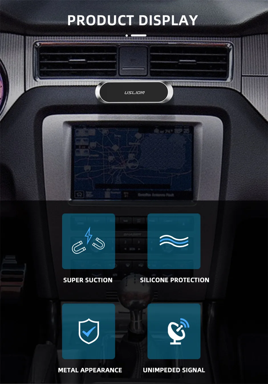 mobile finger holder USLION mini Strip Magnetic Car Phone Paste Holder Stand For iPhone Samsung Xiaomi Wall Zinc Alloy Magnet GPS Car Mount Dashboard phone stand for desk
