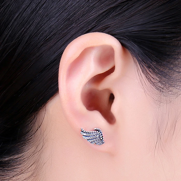 Jewelrypalace стерлингового серебра 925 блеск Крылья Ангела Заклепки earringsjewelrypalac Свадебные украшения серьги для Для женщин Ювелирные украшения