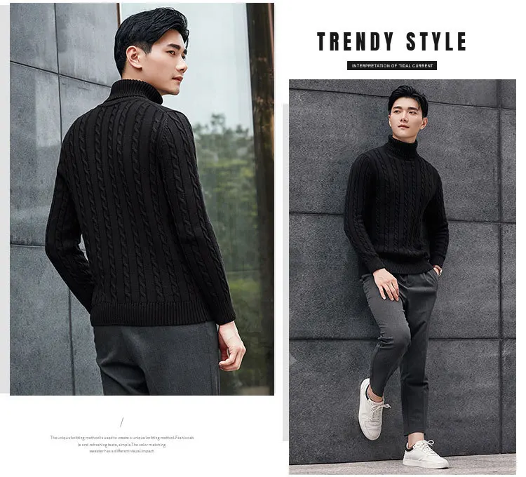 New Winter Turtleneck Sweater Men Cotton Pullover Men Thick Pull Men Long Sleeve Sweater Male Pullovers Casual Sweater Man M-3xl