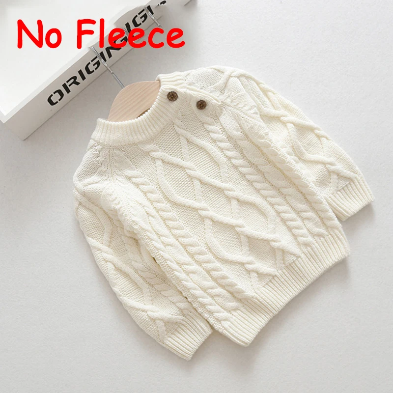 Baby Kids Sweater Pure Autumn Winter Boy Girl Kid Thicken Knitted Bottoming Turtleneck Warm Parkas Velvet Pullover Sweater - Цвет: thin white