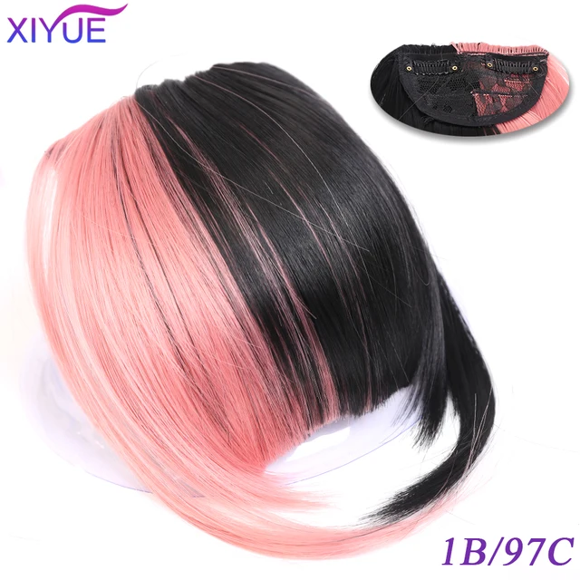 Black/Light Brown Clip In Hair Bangs Hairpiece Accessories Synthetic Fake Bangs Clip In Hair Extensions Clip In Hair Pieces WL40