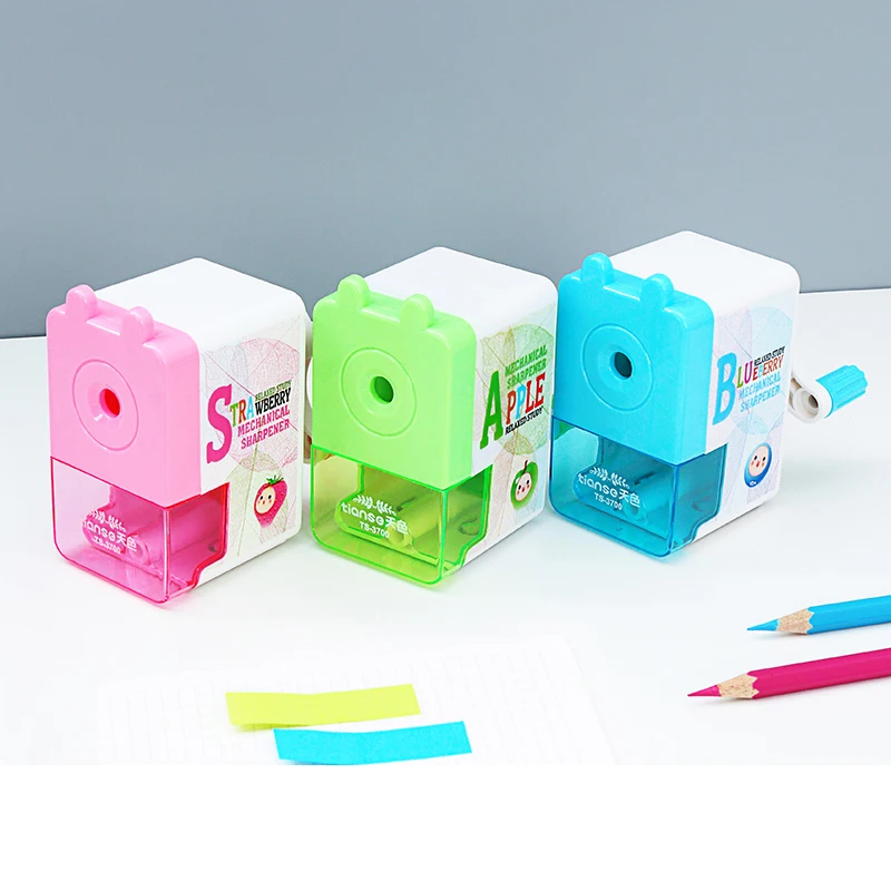 Tianse TS-3700/3701/3702 Hand Crank Mechanical Sharpener Kawaii Student Cartoon Manual Pencil Sharpener For Kids School Supply