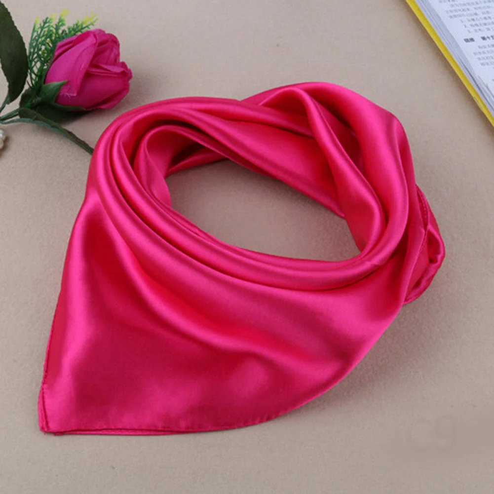 NEW Square scarf hair band for business women party elegant small vintage tight retro head neck silk satin scarf 60cm