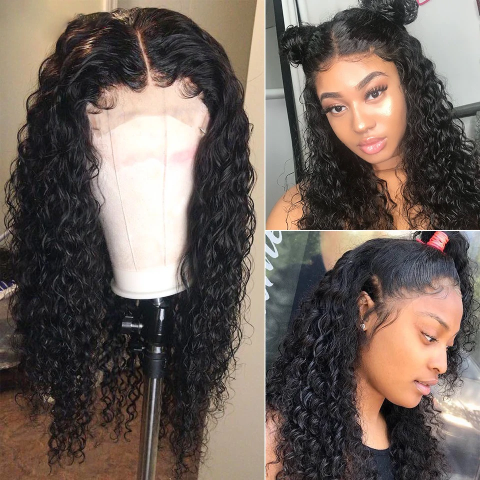  QT 13x4 Lace Front Human Hair Wigs for Black Women Remy Brazilian Kinky Curly 360 Lace Frontal Wigs
