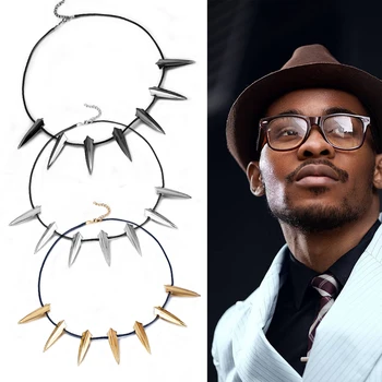 

Chic Alloy Necklace for Black Panther Cosplay Pendant Wolves Fangs Shape Necklace for Halloween Party XRQ88