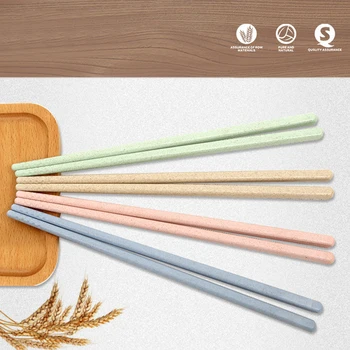 

4 Pairs 21*0.7cm Wheat Straw Chopsticks Portable Tableware Outdoor Children's Tableware Set
