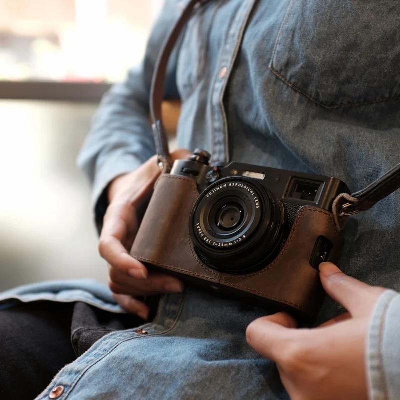 

Сумка для камеры Fuji X100V, кожаный чехол для x100vi, полукомплект, кожаная сумка, винтажный кожаный чехол