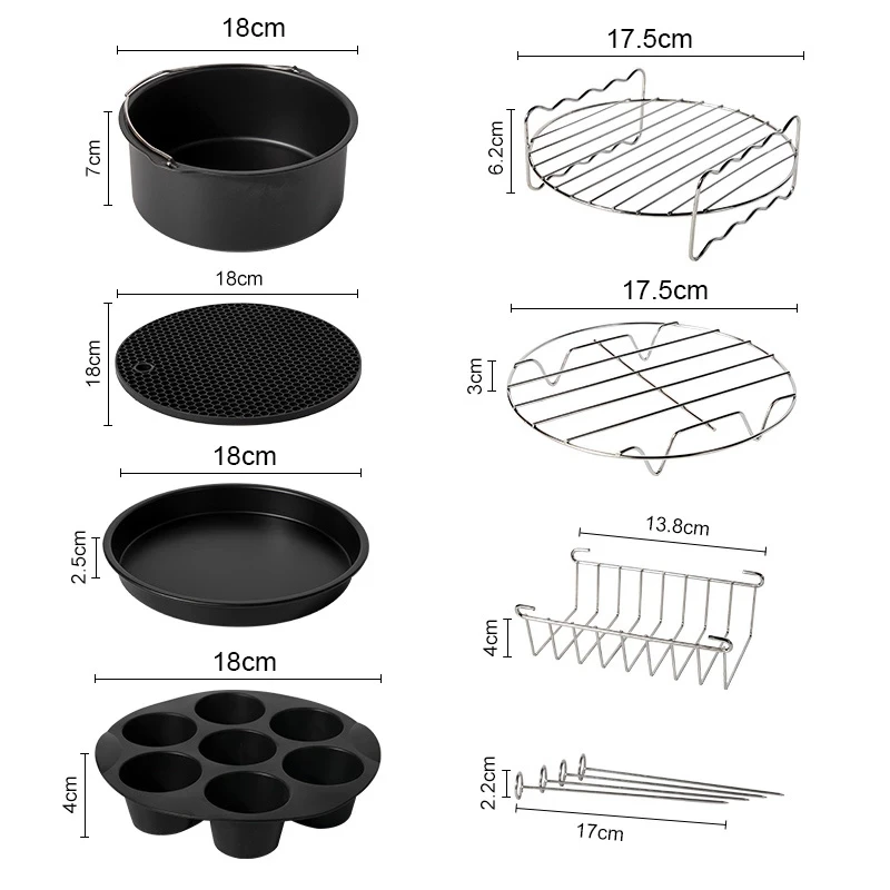 Accesorios para freidora de aire, accesorios cuadrados de 7 pulgadas, aptos  para freidora de aire Phillips Ninja Cosori Gowise Nuwave y más, sin BPA