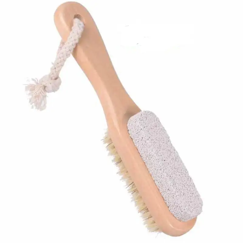 2 in 1 Double Sided Nature Pumice Stone and Soft Bristle Natural Exfoliating SPA Brush Bath Supplies LX8378