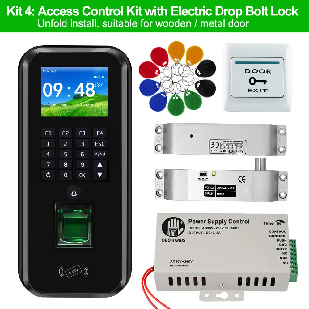 Kit 4 RFID TCP/IP биометрическая система контроля доступа к сети отпечатков пальцев с программным обеспечением пароль клавиатуры питания электрические дверные замки - Цвет: Kit 4
