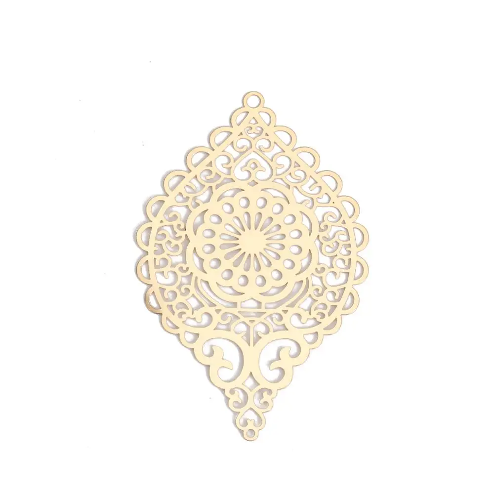 Gold Doreen Box модные медные Подвески геометрические полые овальные сердце Филигранное тиснение разноцветные шармы Ювелирные изделия 5,8 см x 3,7 см, 5 шт - Окраска металла: Gold