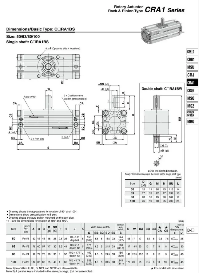 CDRA1BS50-90CZ роторный привод пневматическая цилиндрическая стойка Шестерня тип цилиндр CDRA1 серия один вал пневматические компоненты