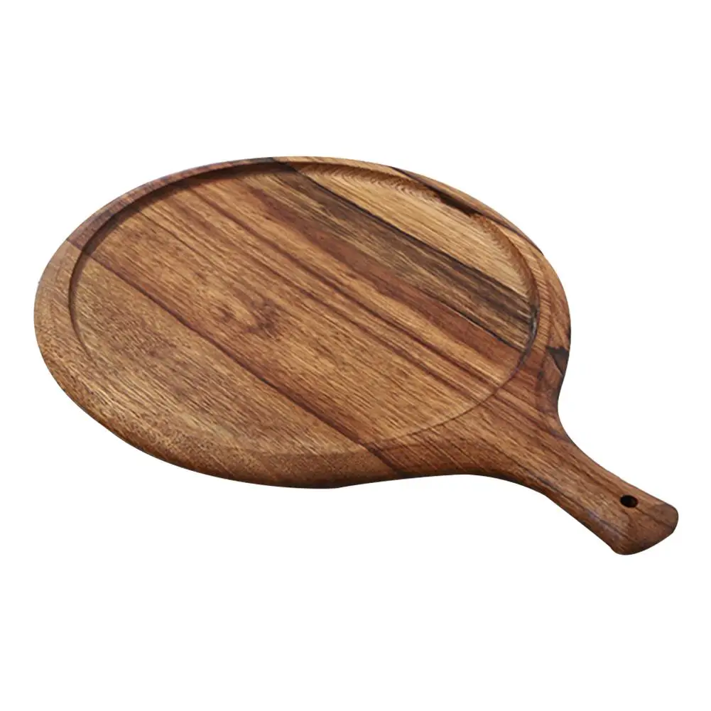 Wooden Pizza Tray Round Pizza Board With Handle Pizza Stone Baking Tray