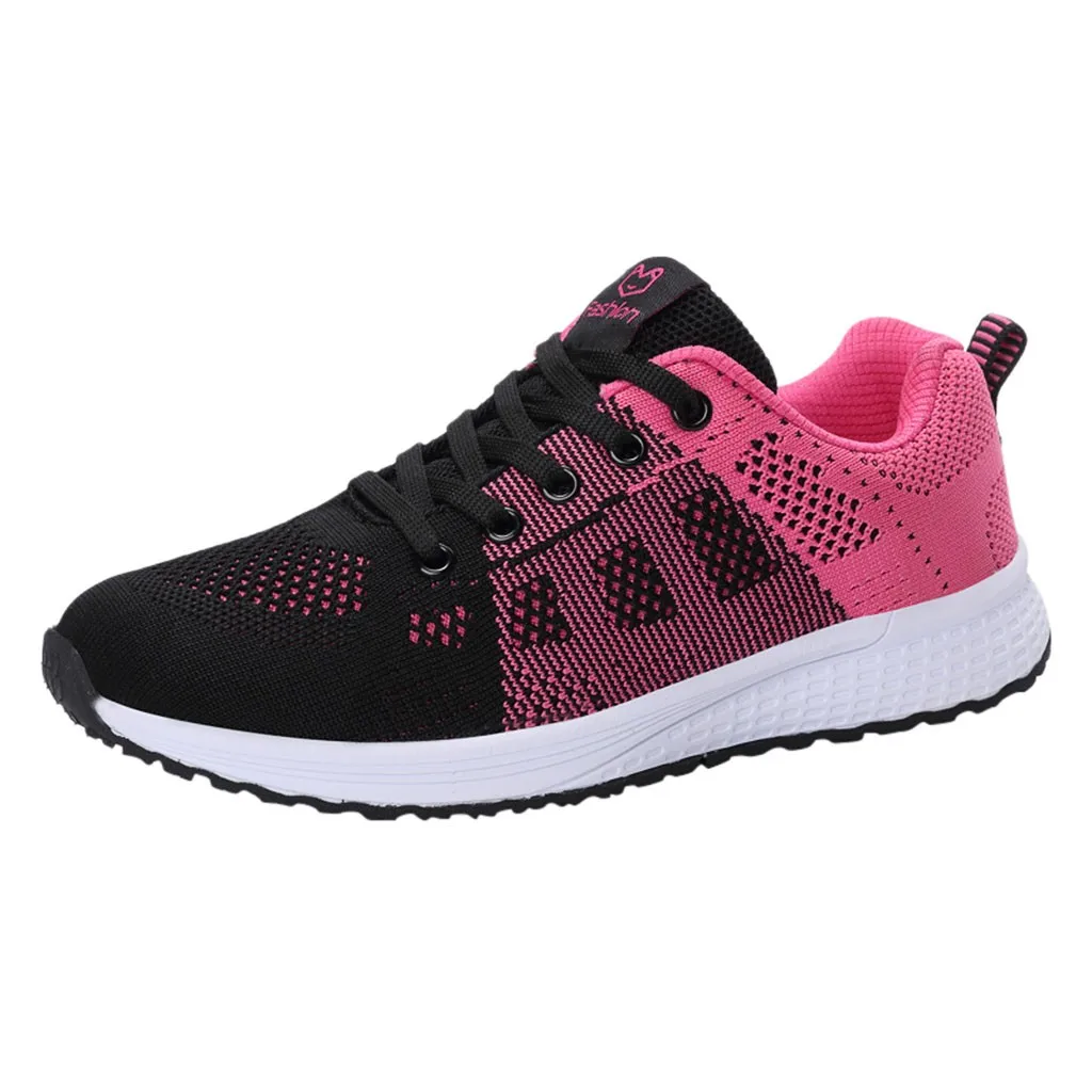 KANCOLLE Ladies Fashion Casual Simple Leisure Mesh Breathable Lace-Up Sneakers Walking Comfortable Outdoor Running Shoe 104#4