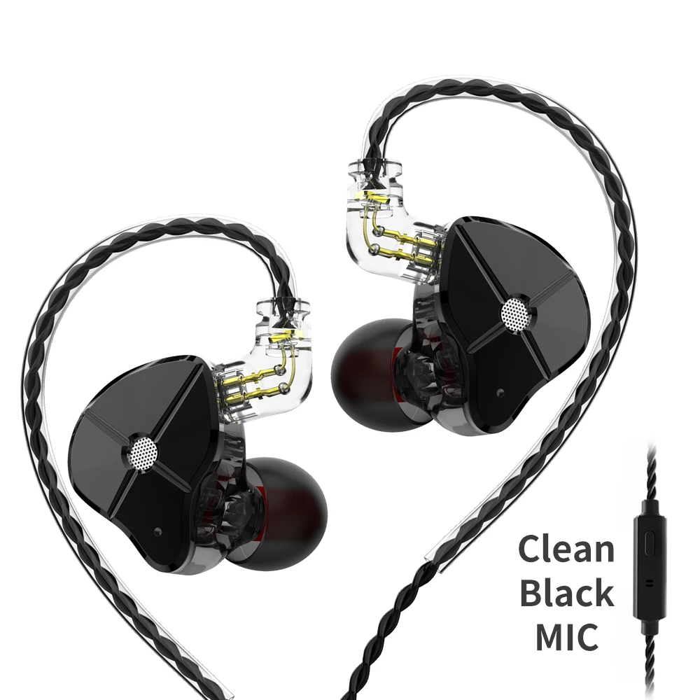 black with mic AK TRN ST1 1BA+ 1DD Гибридный Металлический наушник в ухо IEM HIFI DJ монитор для бега спортивные наушники ушные наушники гарнитура наушники BA5/v90 - Цвет: black with mic