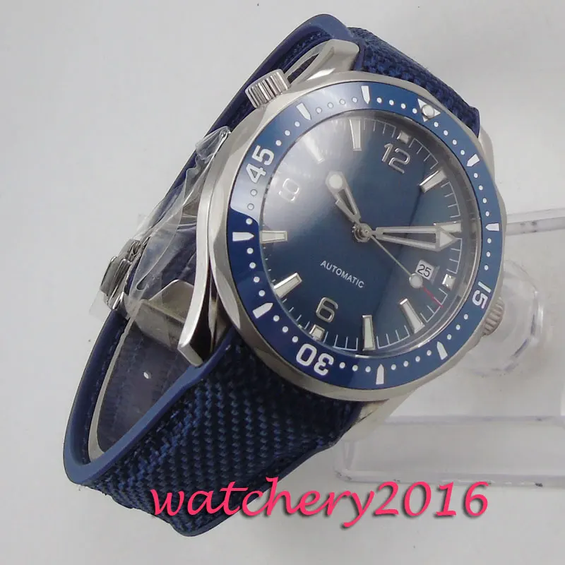 

41mm bliger blue sterile dial sapphire glass ceramic bezel date automatic mens watch