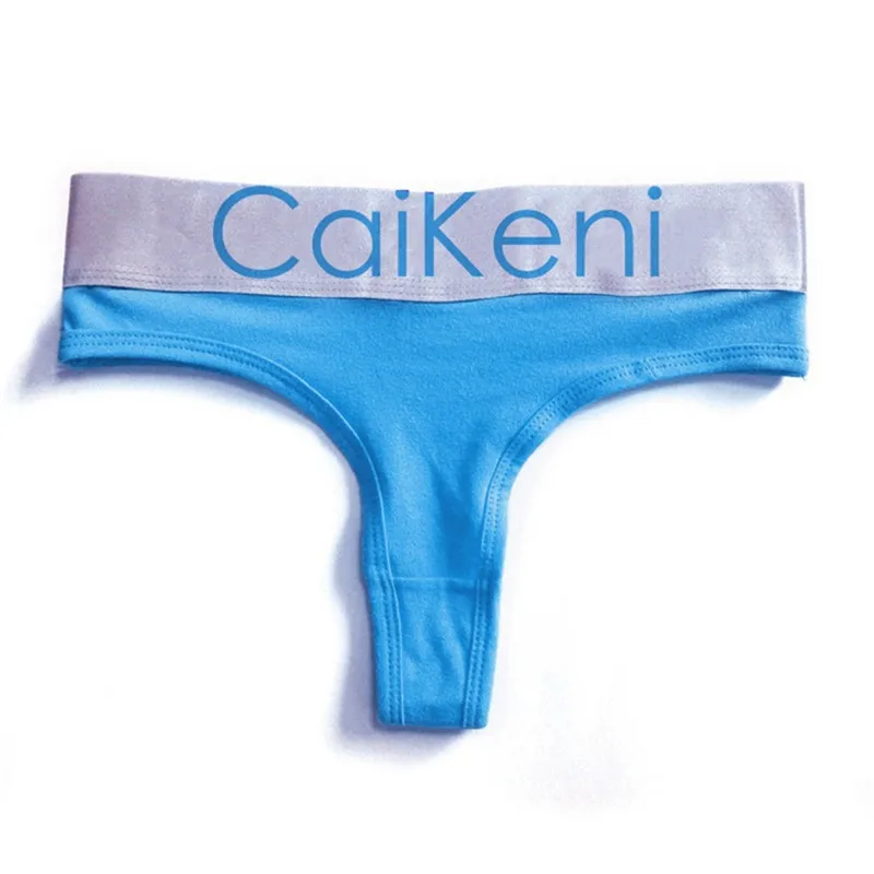 VDOGRIR Sexy Women's Cotton Seamless G-String Thong Female Panty Underwear Women Briefs Low Waist Letter Lady Intimates Tangas - Цвет: Blue
