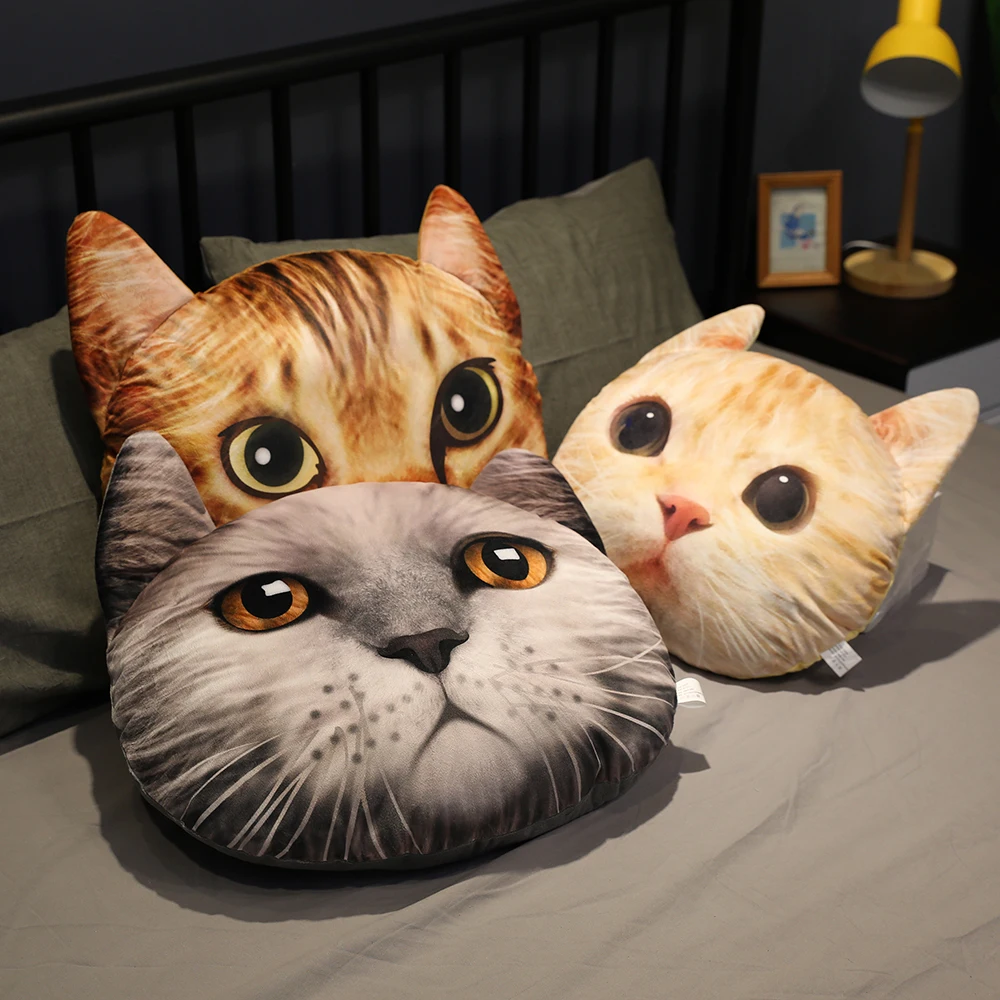 

1PCS 40/50/65cm 3D simulation cat head plush toy cartoon sofa bedroom pillow home decoration kids toys birthday gift