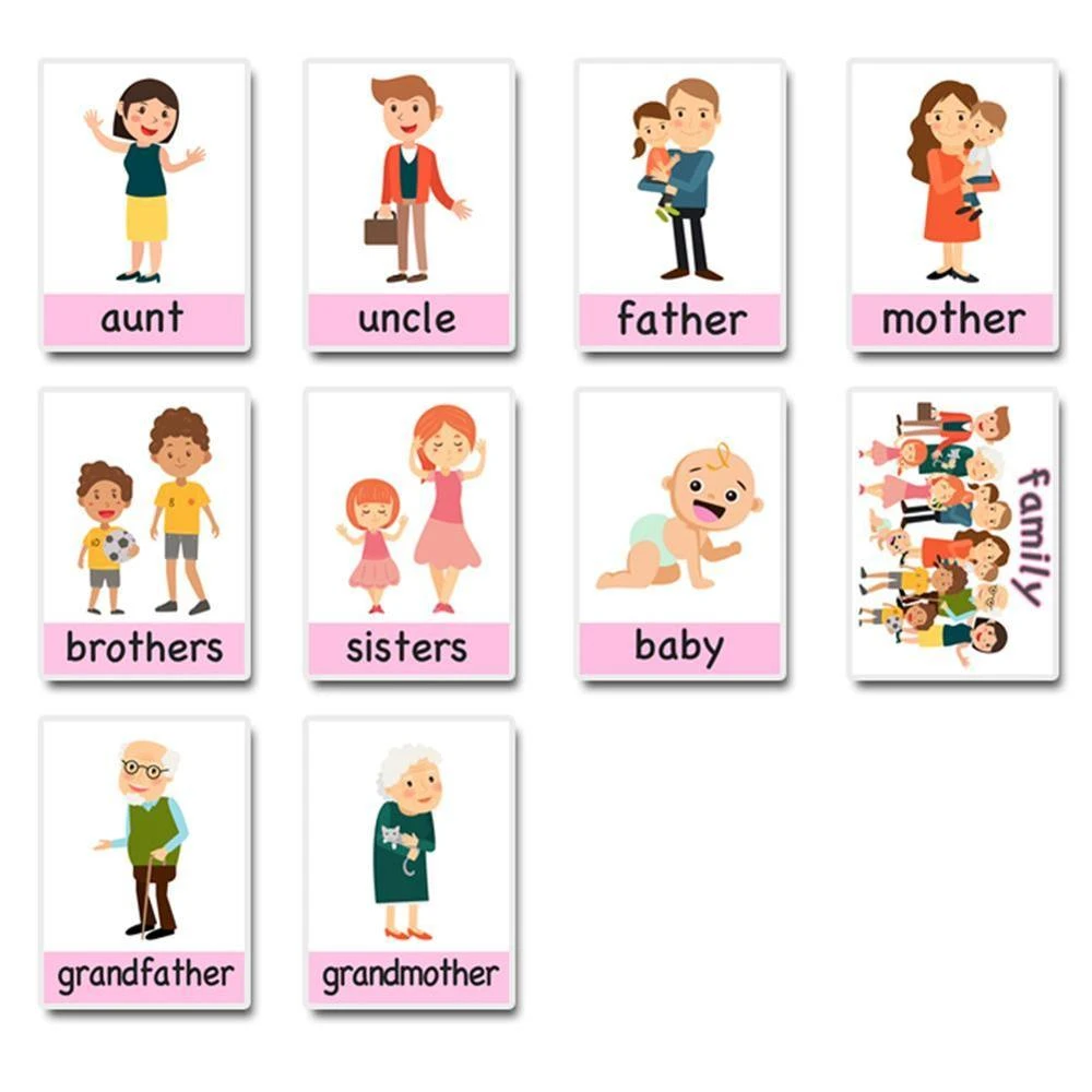 10pcs Set Baby Salutation Flash Card Learning English Word Cards Game Montessori Flash Cards For Children Teacher Teaching Aids Aliexpress