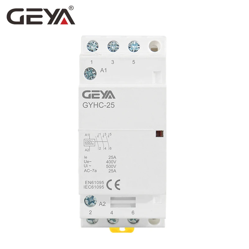 GEYA 3P 16A 20A 25A 3NO AC контактор для дома на din-рейку Тип катушки AC220V автоматический