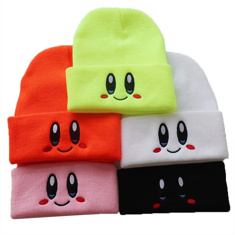 Eye Embroidery Crimping Girl Autumn Winter Beanie Hat Keep Warm Unisex Aldult Cartoon Knitting Skull Cap Ski Cap fleece lined beanie