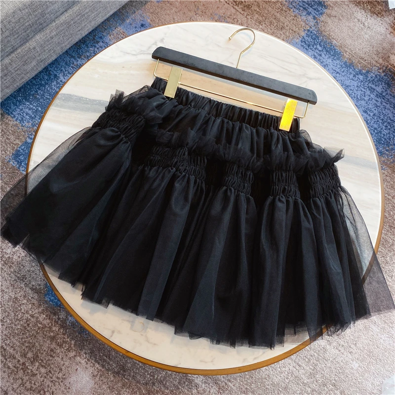 

2020 Spring Summer Black Mesh Skirt Woman Short Double Layer Gauze Skirt Girls Student A- Line Mini Skirt Ropa Mujer
