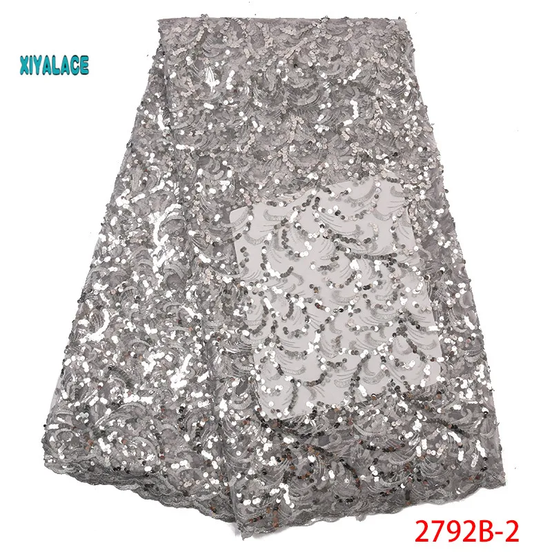 

2019 Hot selling Sequins African African Nigerian Newest Net Lace Fabric Flower Tulle Lace For Wedding Party Dress YA2792B-2
