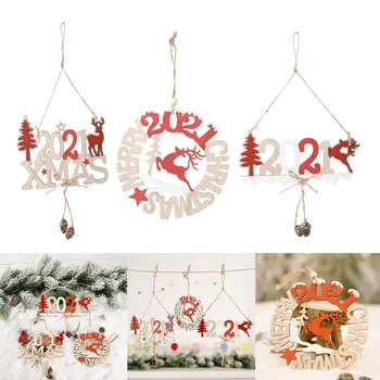 

New Christmas Decorations 2021 Letter Card Wooden Pendant Creative Christmas Tree Straps Festive Supplies