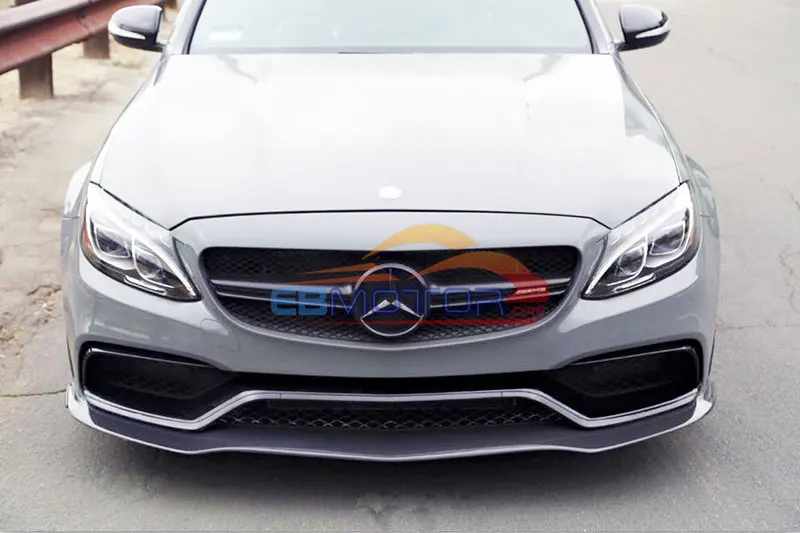 PSM Реальные углеродного волокна передний губы сплиттер задний спойлер для Benz C63 AMG W205 4 двери 2015UP M156