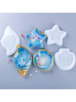 

Crystal Epoxy Resin Mold Starfish Conch Shell Plate Dish Ashtray Silicone Mould A0NF