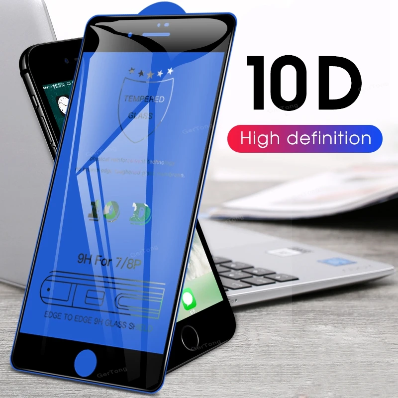  10D Gebogen Gehärtetem Glas Für iPhone 7 8 Plus 6 6S Plus Volle Abdeckung Screen Protector Für iPho