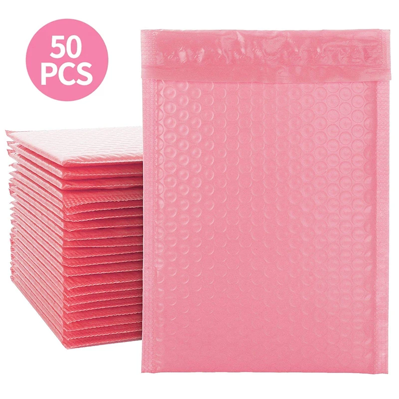 

50pcs Pink Bubble Mailer Envelopes Padded Mailing Poly Mailer for Gift Packaging Self Seal Shipping Bag Padding White And Black