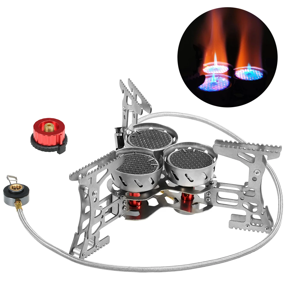 

Outdoor Stove 8000W Windproof Camping Stove with Gas Cartridge Adapter Gas Burner For Camping Hiking Traveling