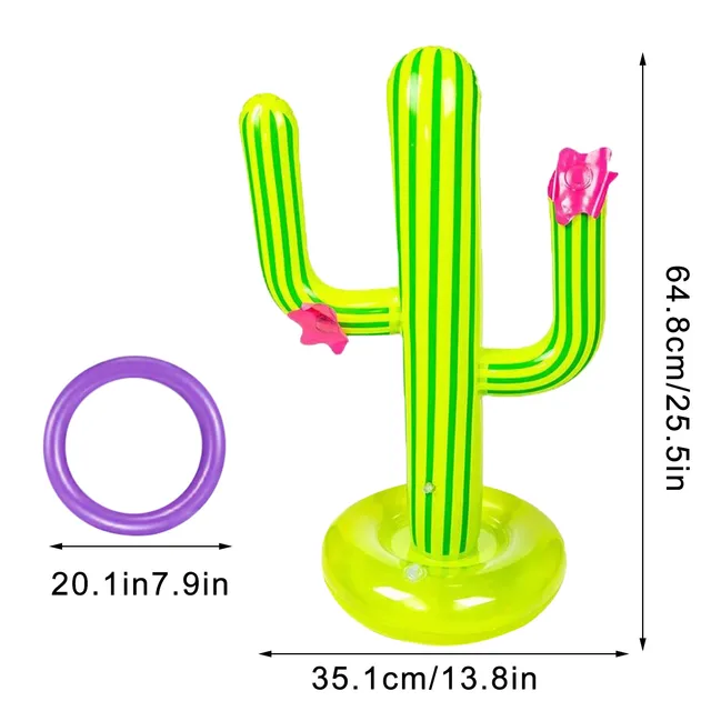 Outdoor Swimming Pool accessories Inflatable Cactus Ring Toss Game Set Floating Pool Toys Beach Party Supplies Party Bar Travel 5