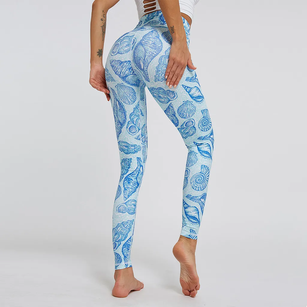 Женские карманные леггинсы с цифровой печатью для фитнеса и бега, штаны для йоги# D