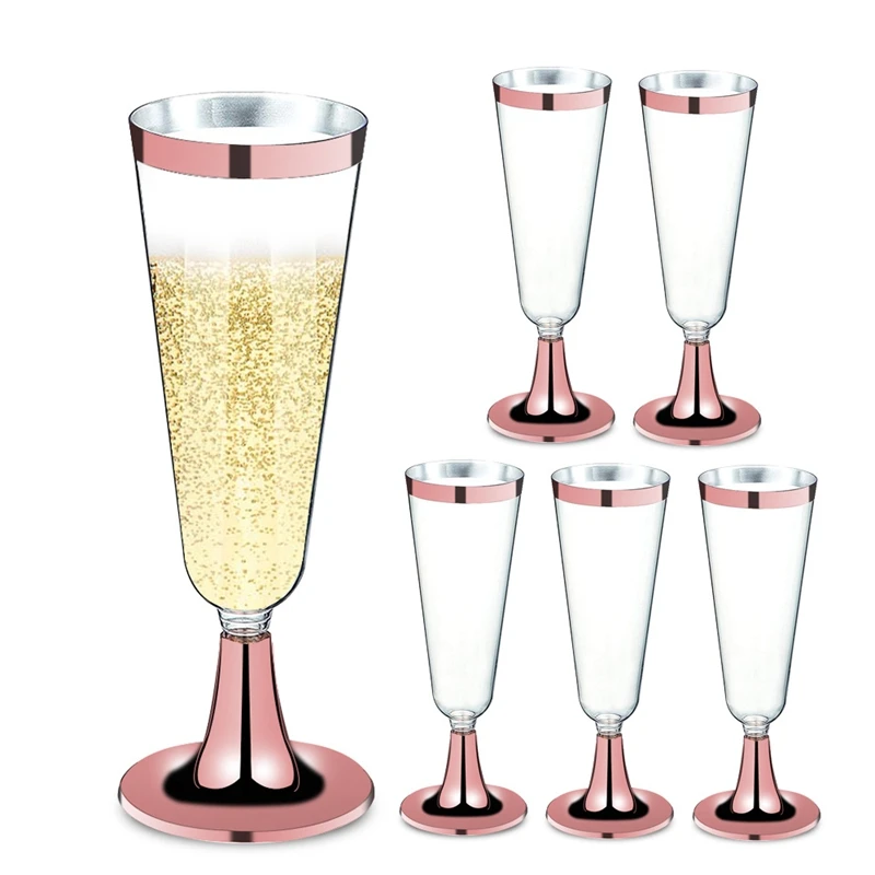 6Pcs Disposable Plastic Red Wine Glass Champagne Flutes Glasses Cocktail Party Wedding Drink Cup Christmas Western Cuisine Cup