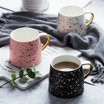

New 350ML Ceramic Coffee Mug Milk Cup Lemon Cup Home Drinkware Starry Sky Pattern Teacup Simple and Creative Mugs Unique Gift