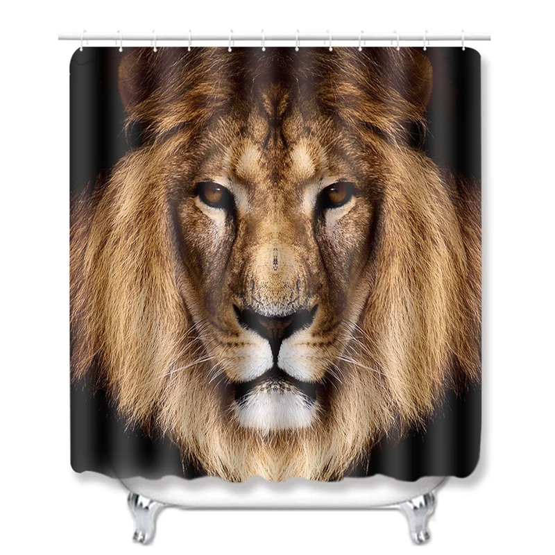 180X180Cm Waterproof Bathroom Shower Curtain Toilet Cover Mat Non-Slip Rug Set 6 Hooks