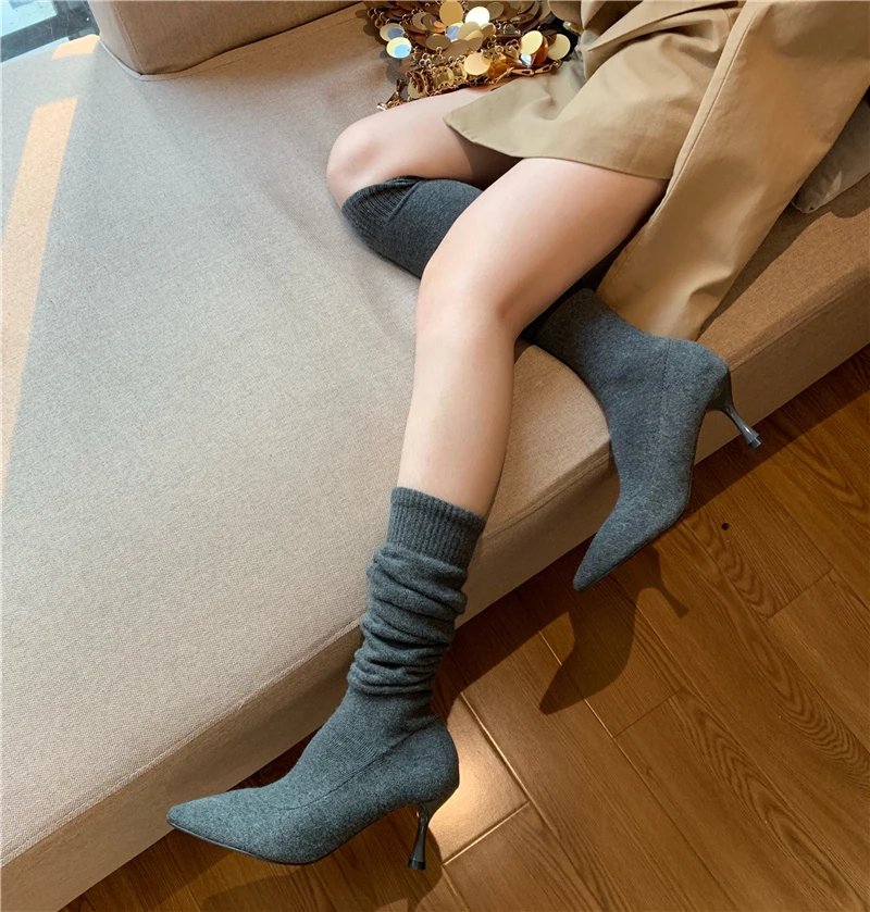 Bootee/женские осенние ботинки г.; пикантная обувь до бедра на высоком каблуке; пикантные Роскошные Дизайнерские ботиночки; женская обувь со шнуровкой на шпильке средней высоты