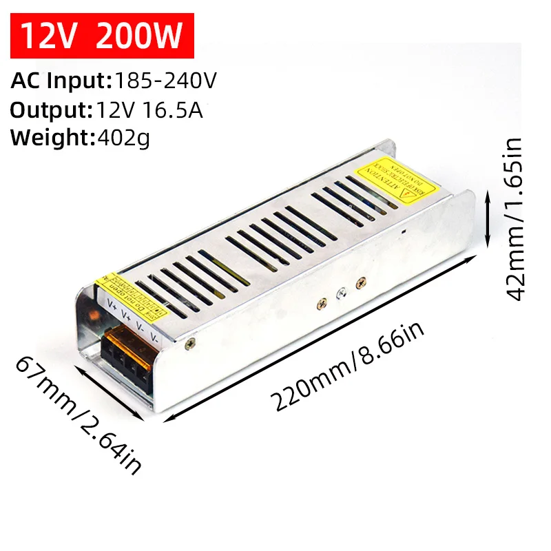 Kaypw мини ультра-тонкий источник питания 12 В 24 В 5a 8a 15a 30a 60 Вт 100 Вт 150 Вт 200 Вт 250 Вт 360 Вт Режим переключение, питание модуль питания - Цвет: 12V 200W