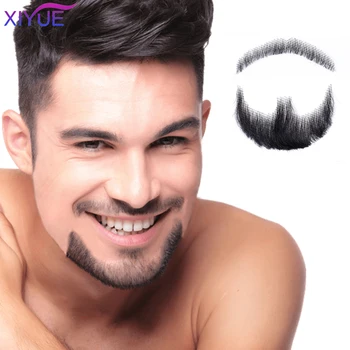 

XIYUE Brazilian Lace Invisible Fake Beards Lace Beard For Men 100% Human Hair Hand Made Mustache Remy Hair Cosplay Beard